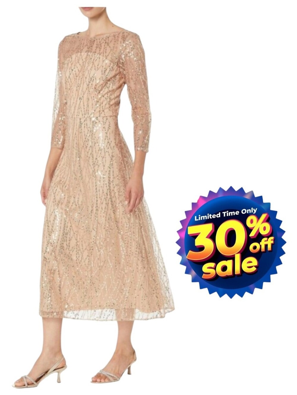 JS Collections Finley Rose Gold Sequin Dress 12